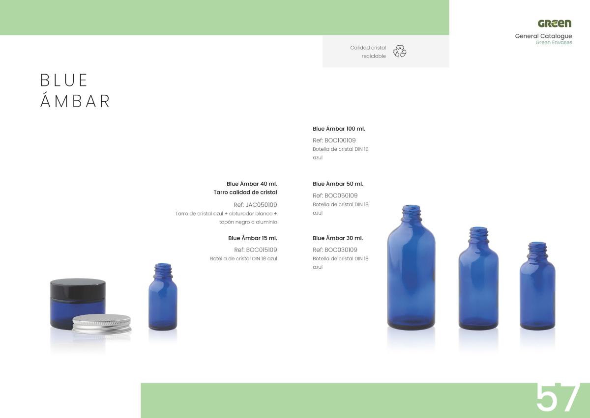 Envases cosméticos Envases Green productos Blue Ámbar