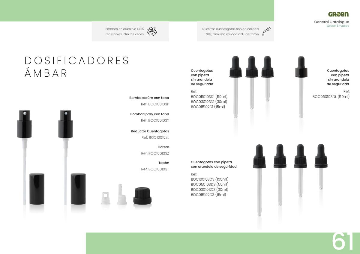 Envases cosméticos Envases Green Ámbar Dosificadores