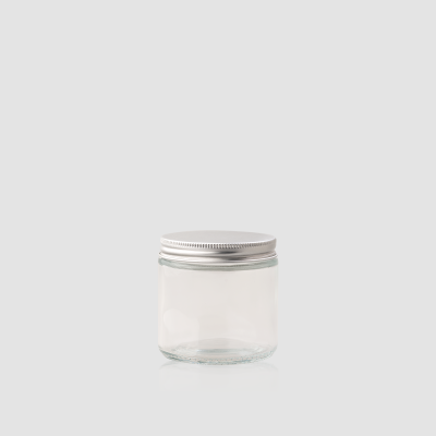 Envase cosmético "Saturno" 125 ml. Ref:JAC120100 Tarro calidad Cristal Transparente con tapa Aluminio