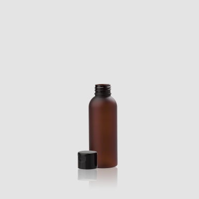 Envase cosmético "Venecia" 100 ml. Ref:BOP100101 Botella dosificadora con Flip Top negro calidad PET Marrón matizado