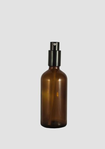 Envase cosmético "Ámbar" 100 ml. Ref: BOC100103P Botella calidad de Cristal con bomba dosificadora Ámbar