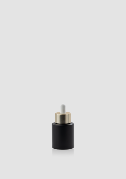 Envase cosmético "Dublín Apaisada" 30 ml. Ref:BOC030112 Botella 20/410 calidad Cristal Negro Mate con Bomba Sérum, Bomba Spray o Cuentagotas diferentes acabados.