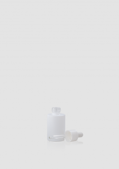 Envase cosmético "Dublín" 30 ml. Ref:BOC030108 Botella calidad Cristal Blanco Mate con Bomba Sérum, Bomba Spray o Cuentagotas