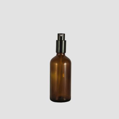 Envase cosmético "Ámbar" 100 ml. Ref: BOC100103P Botella calidad de Cristal con bomba dosificadora Ámbar