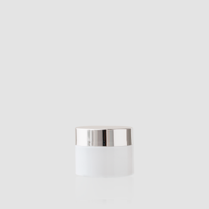 Envase cosmético Cielo 50 ml. RefJAC050102 Cristal Blanco brillo con tapa plata brillante
